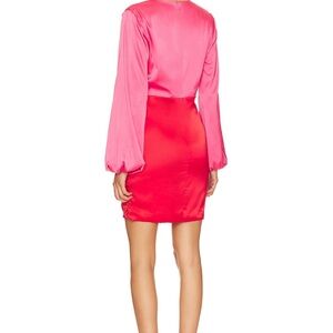 superdown Cheyanne Deep V Dress in Pink and Red